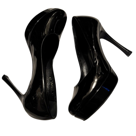 Yves Saint Laurent Rive Gauche Black Patent Leather Pumps - Size 7 (IT 37) - Picture 4 of 15